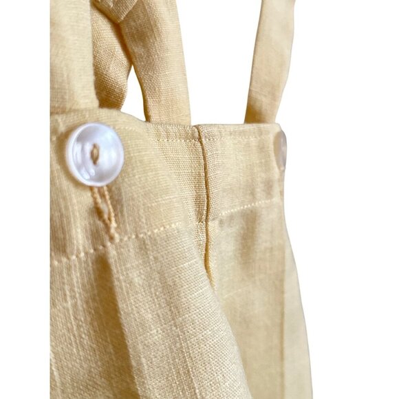 Vintage Yellow Linen? Suspender Shorts For Kids With Cross-Back Straps & Button - Picture 3 of 8
